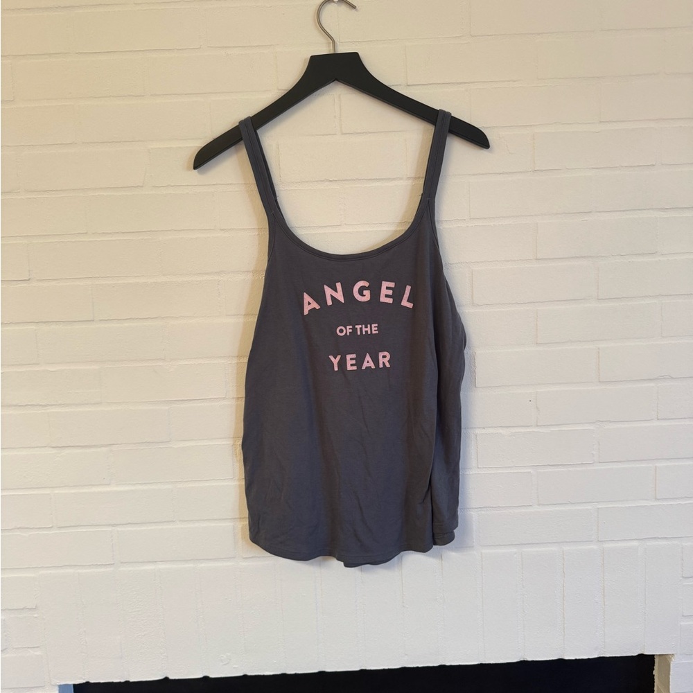 Victoria's Secret Gray Sleeveless Tank Top Angel Print